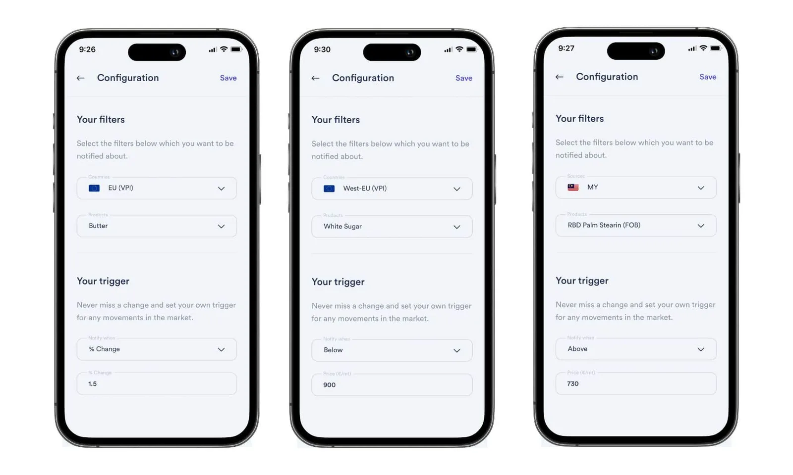 Setting up and viewing Price alerts in Vesper