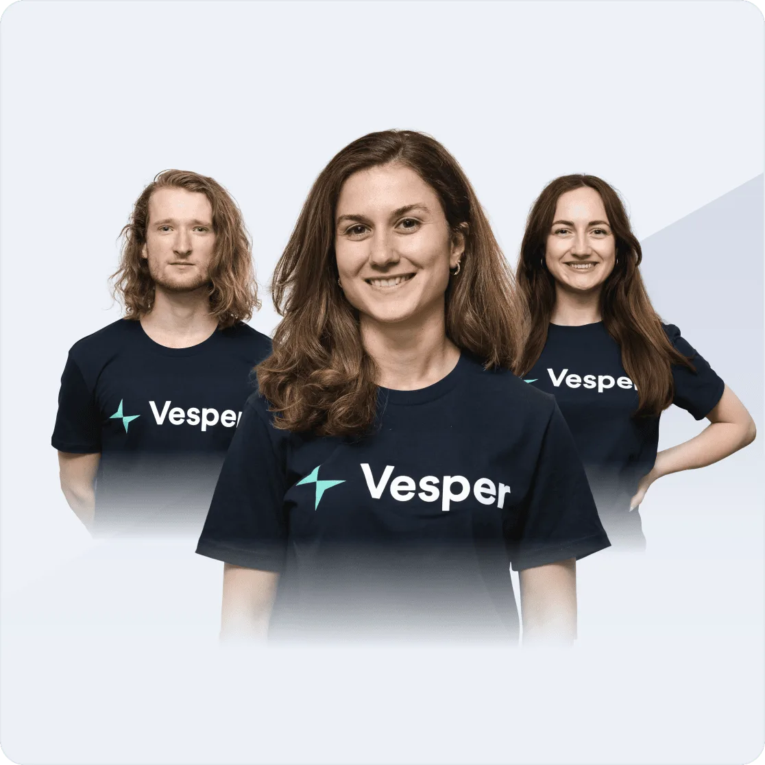 Members of the Vesper team wearing branded Vesper t-shirts